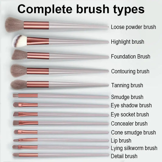13Pc Fluffy Brush Set + Sponge