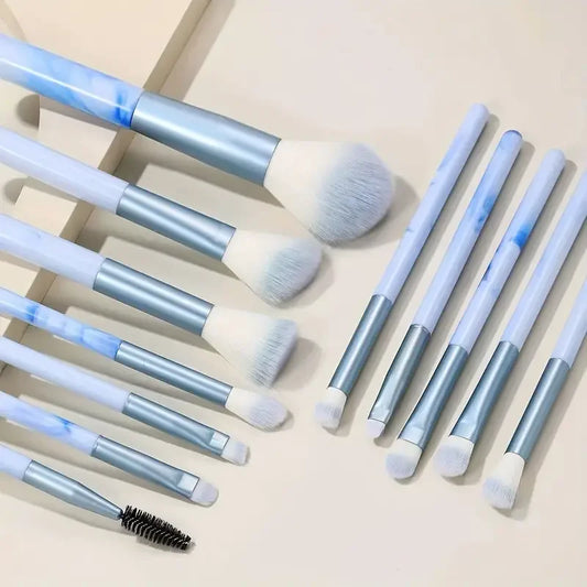 12Pc Blue Foundation Brush Set