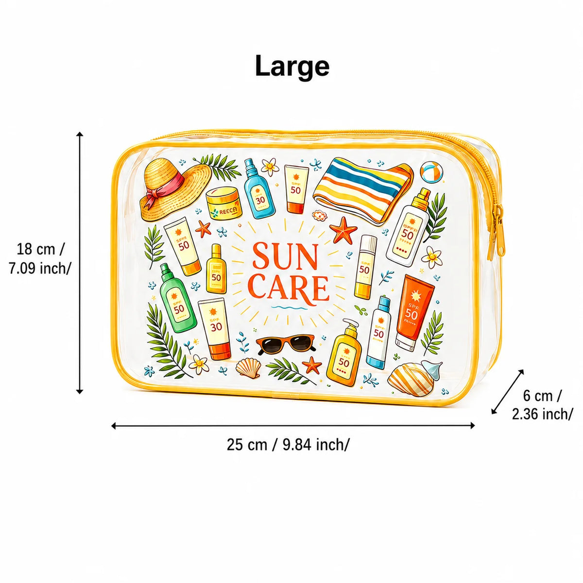 Yellow Zip Clear PVC Bag