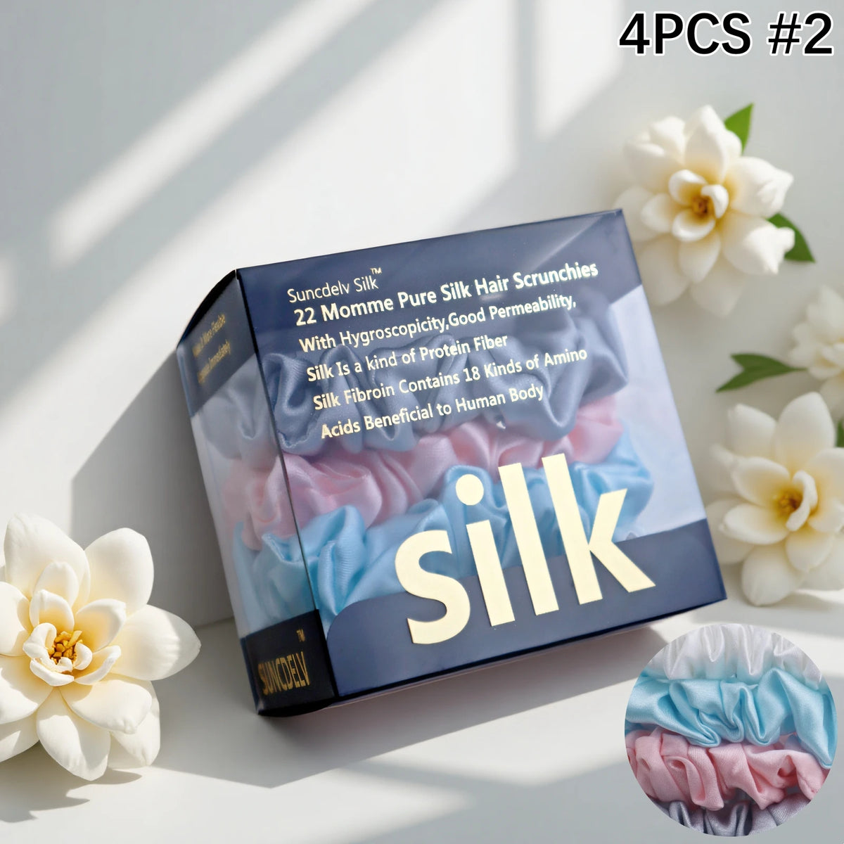 Mulberry Silk Hair Scrunchies 4Pc