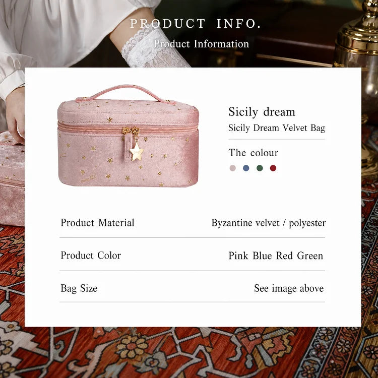 Velvet Star Pattern Cosmetic Bag
