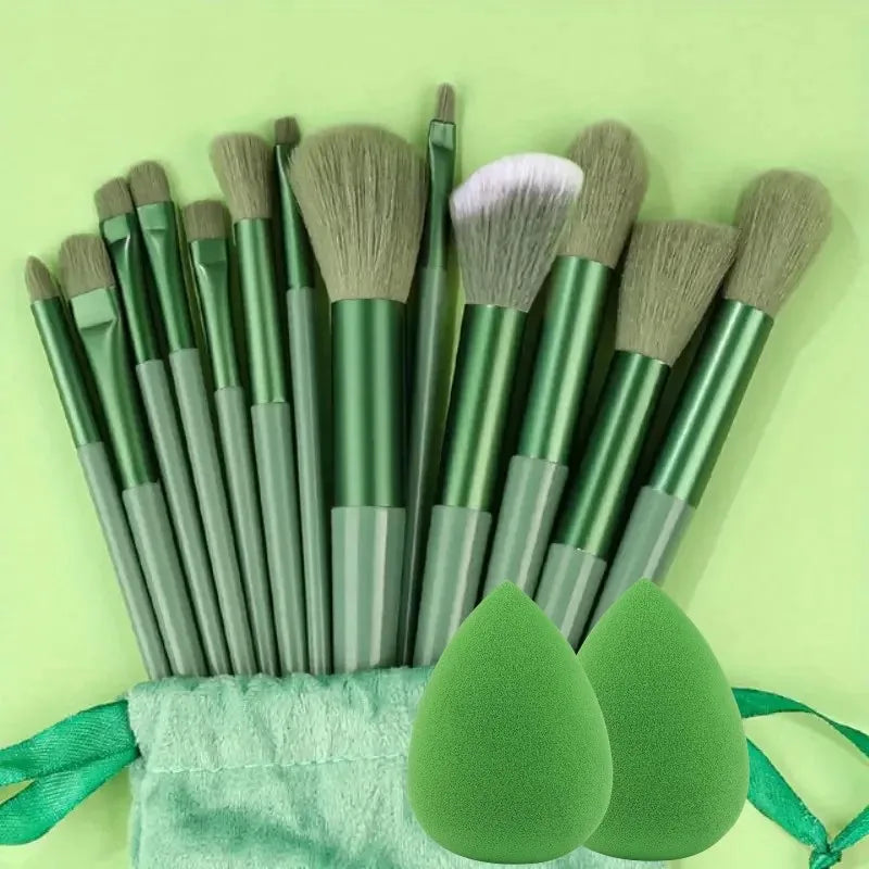 13Pc Fluffy Brush Set + Sponge
