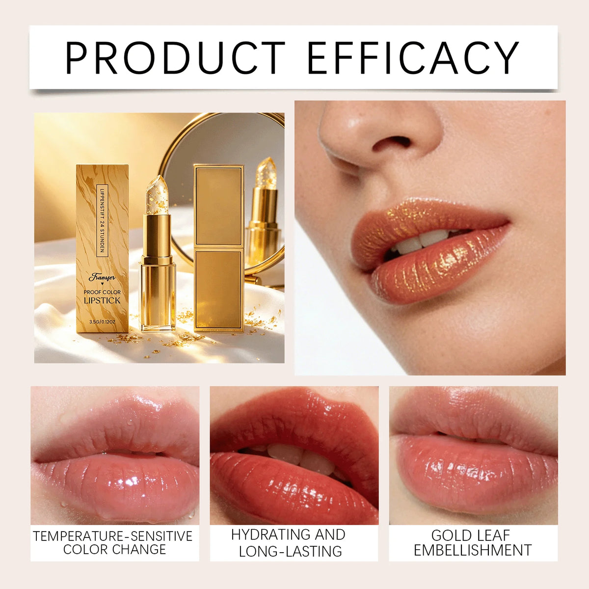 Gold Foil Color-Changing Lipstick
