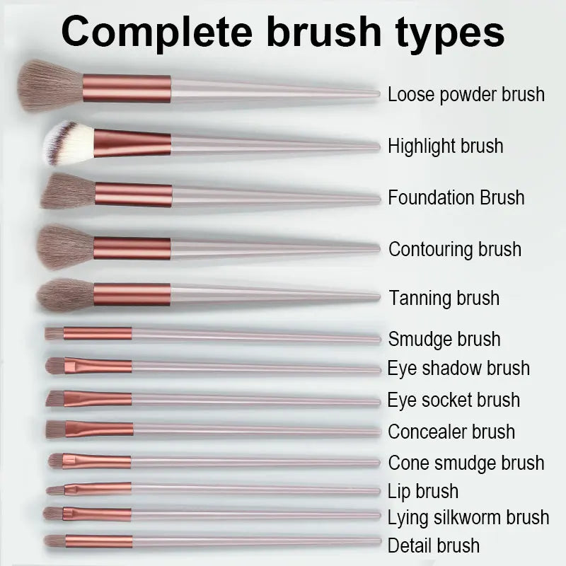 13Pc Fluffy Brush Set + Sponge