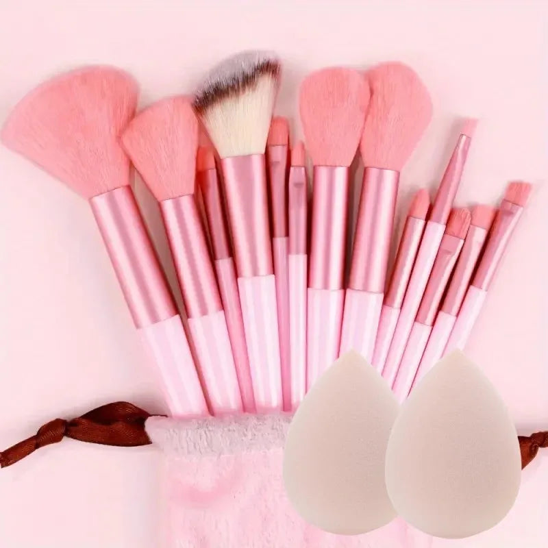 13Pc Fluffy Brush Set + Sponge