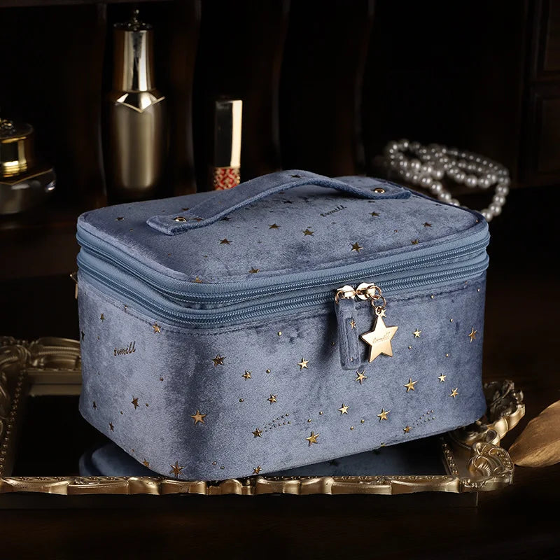 Velvet Star Pattern Cosmetic Bag
