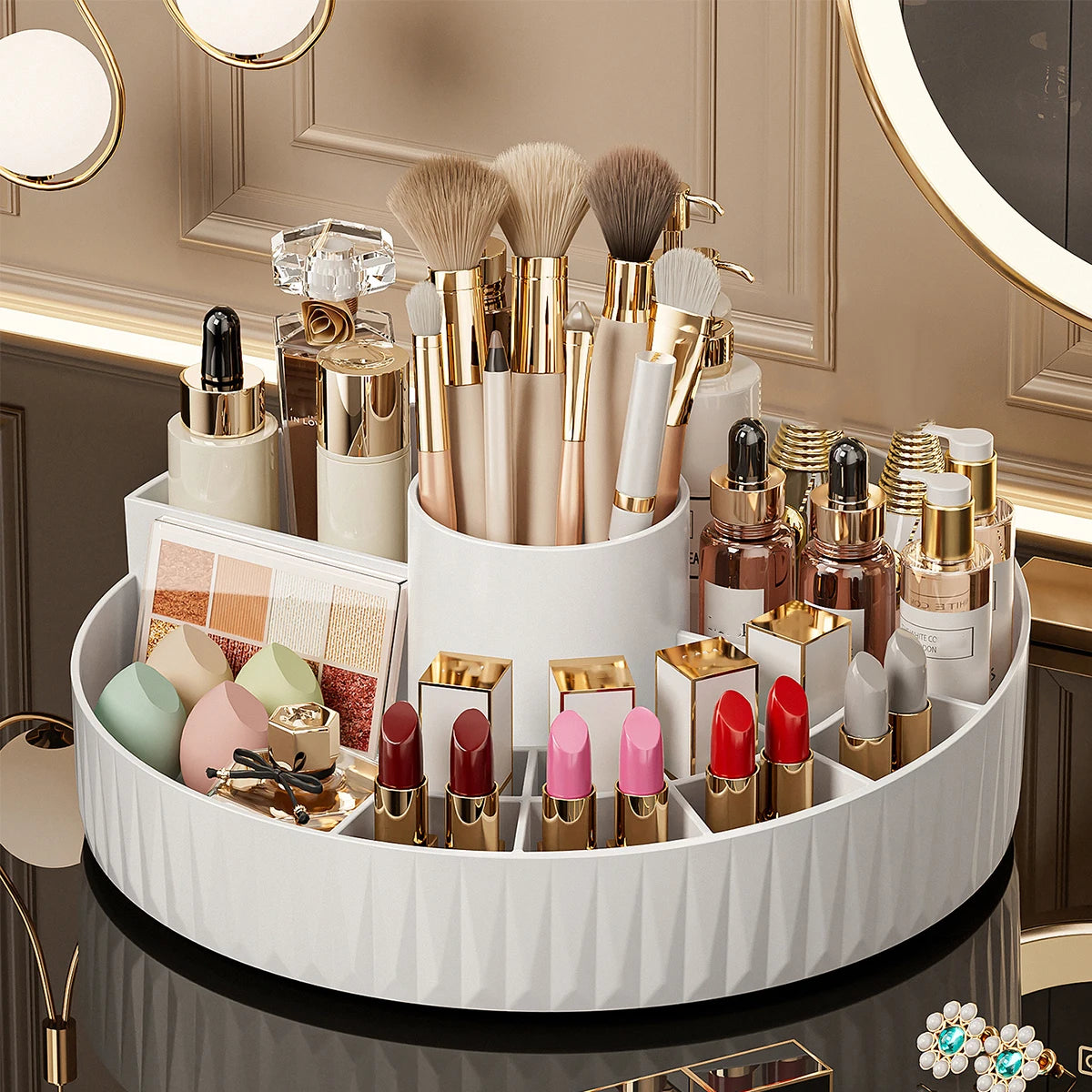 Multi-Compartment Cosmetic Storage Organizer