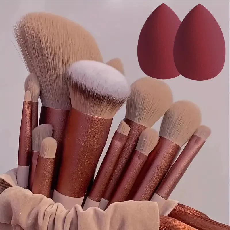 13Pc Fluffy Brush Set + Sponge