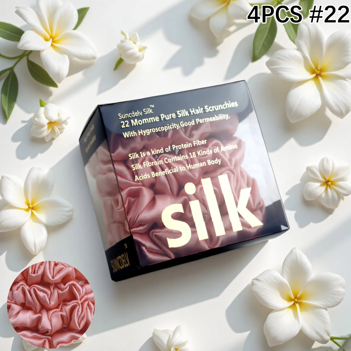 Mulberry Silk Hair Scrunchies 4Pc