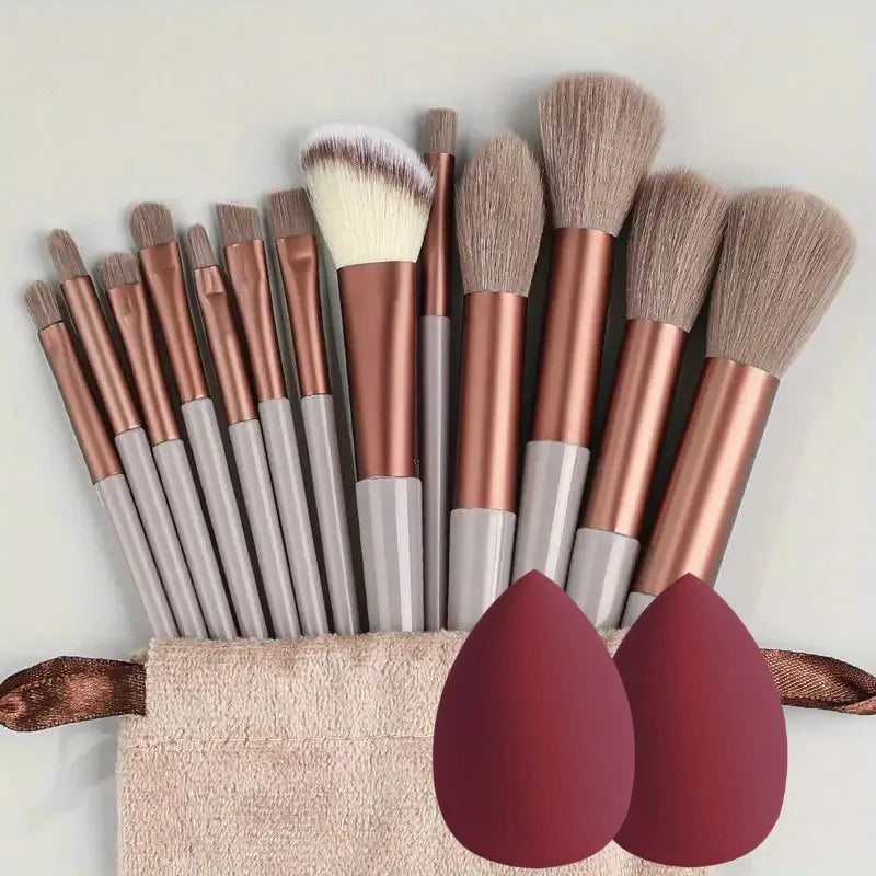 13Pc Fluffy Brush Set + Sponge