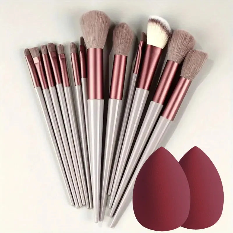 13Pc Fluffy Brush Set + Sponge