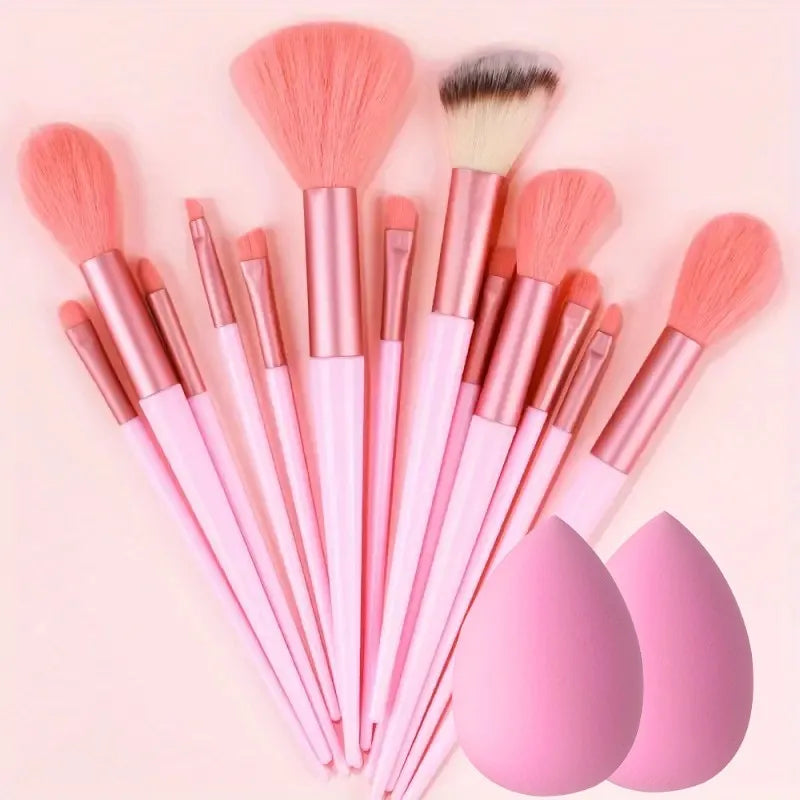 13Pc Fluffy Brush Set + Sponge