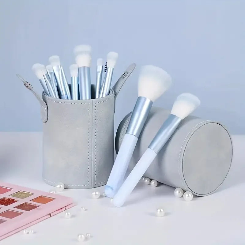 12Pc Blue Foundation Brush Set