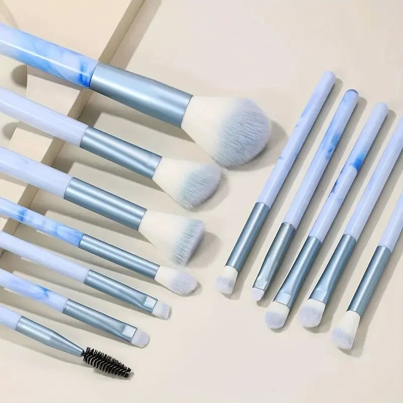 12Pc Blue Foundation Brush Set