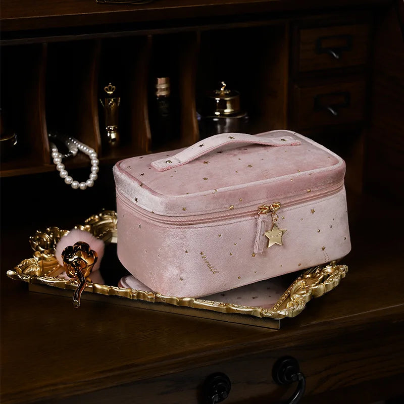 Velvet Star Pattern Cosmetic Bag
