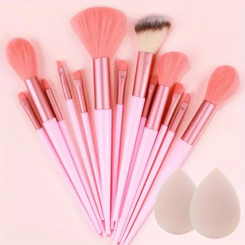 13Pc Fluffy Brush Set + Sponge