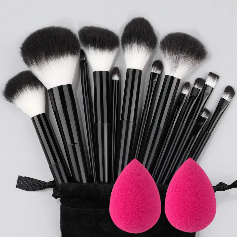 13Pc Fluffy Brush Set + Sponge