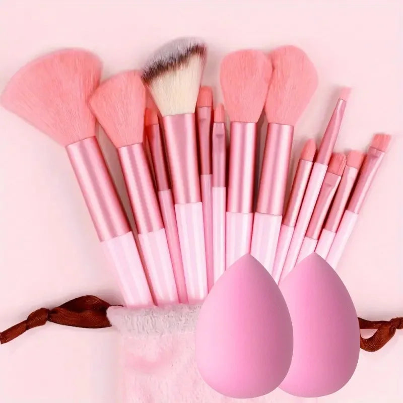 13Pc Fluffy Brush Set + Sponge