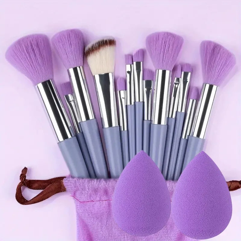 13Pc Fluffy Brush Set + Sponge