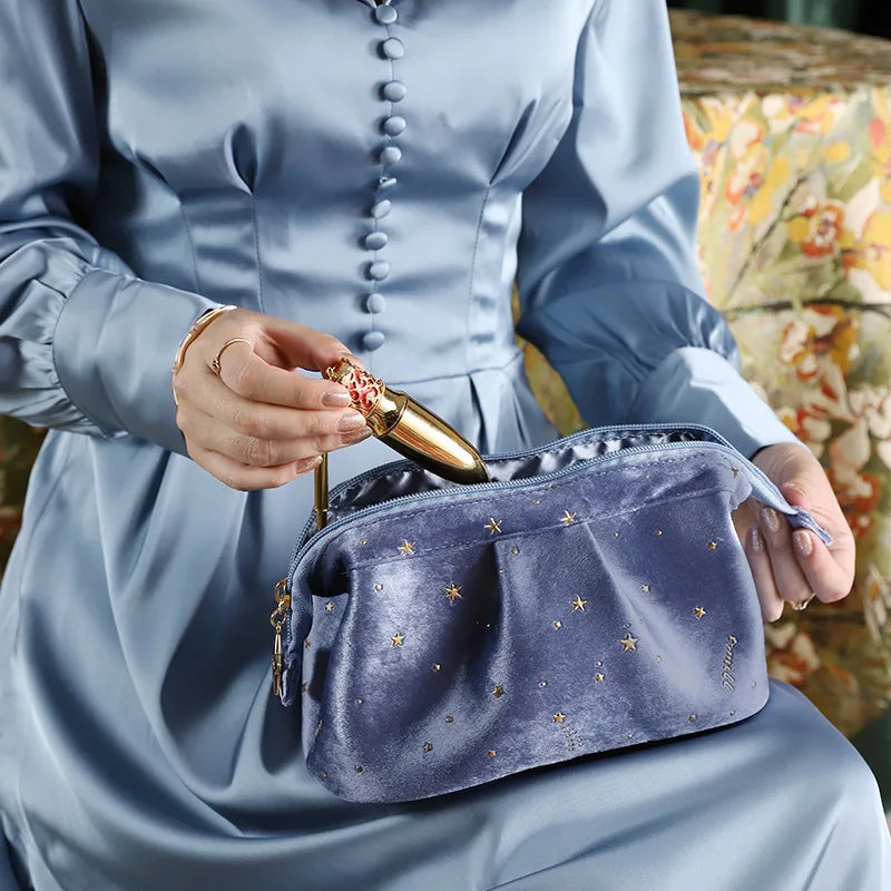 Velvet Star Pattern Cosmetic Bag