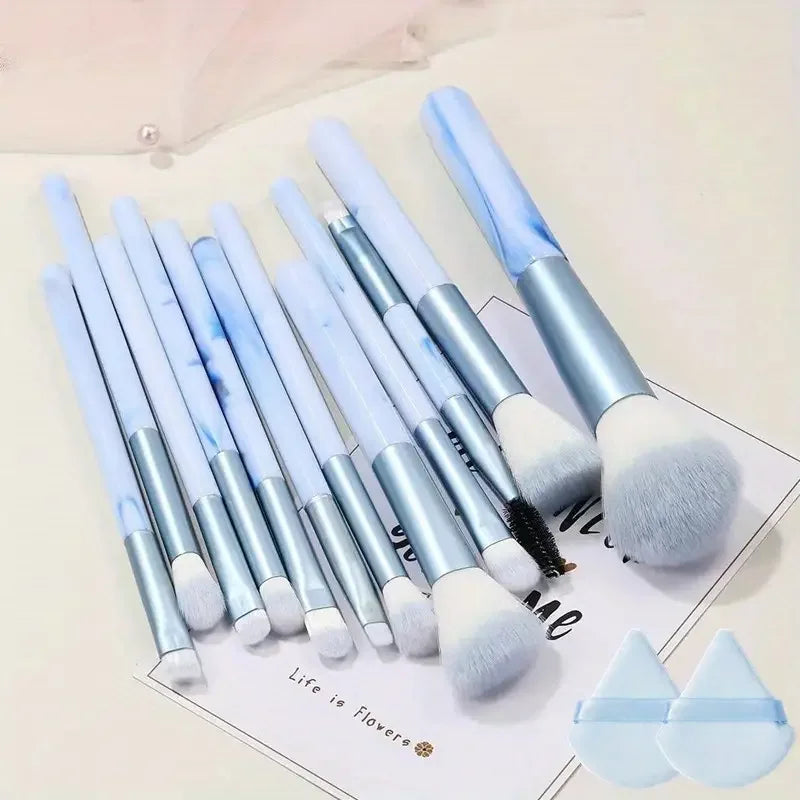 12Pc Blue Foundation Brush Set