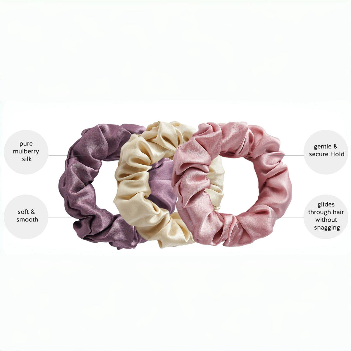Mulberry Silk Hair Scrunchies 4Pc
