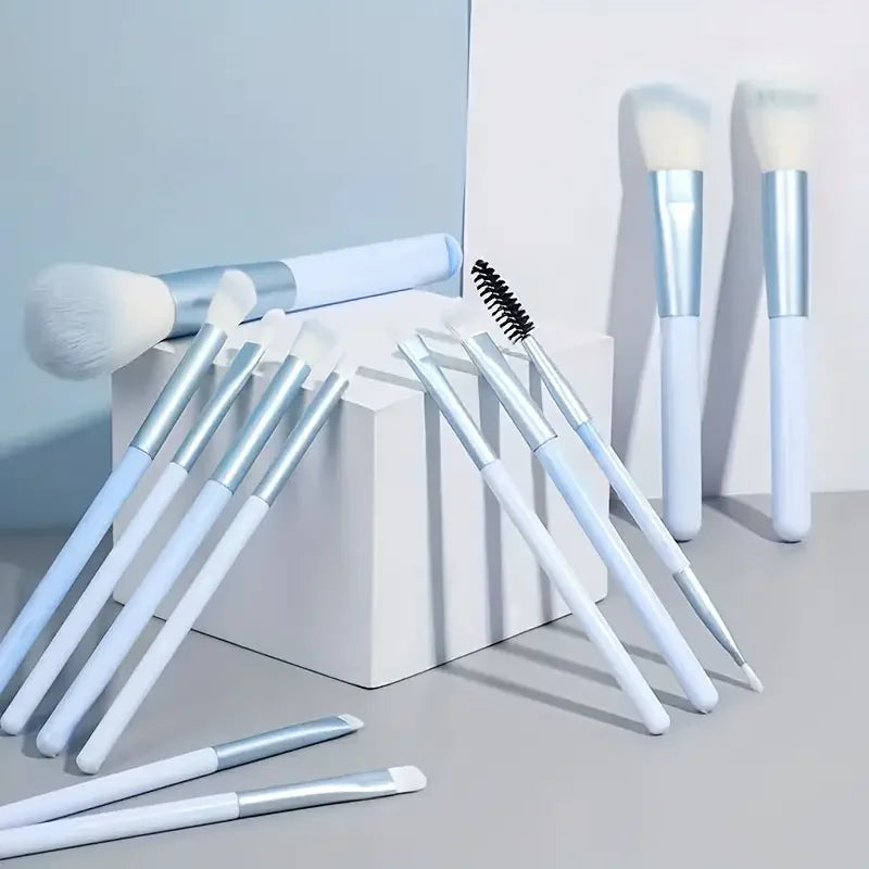 12Pc Blue Foundation Brush Set
