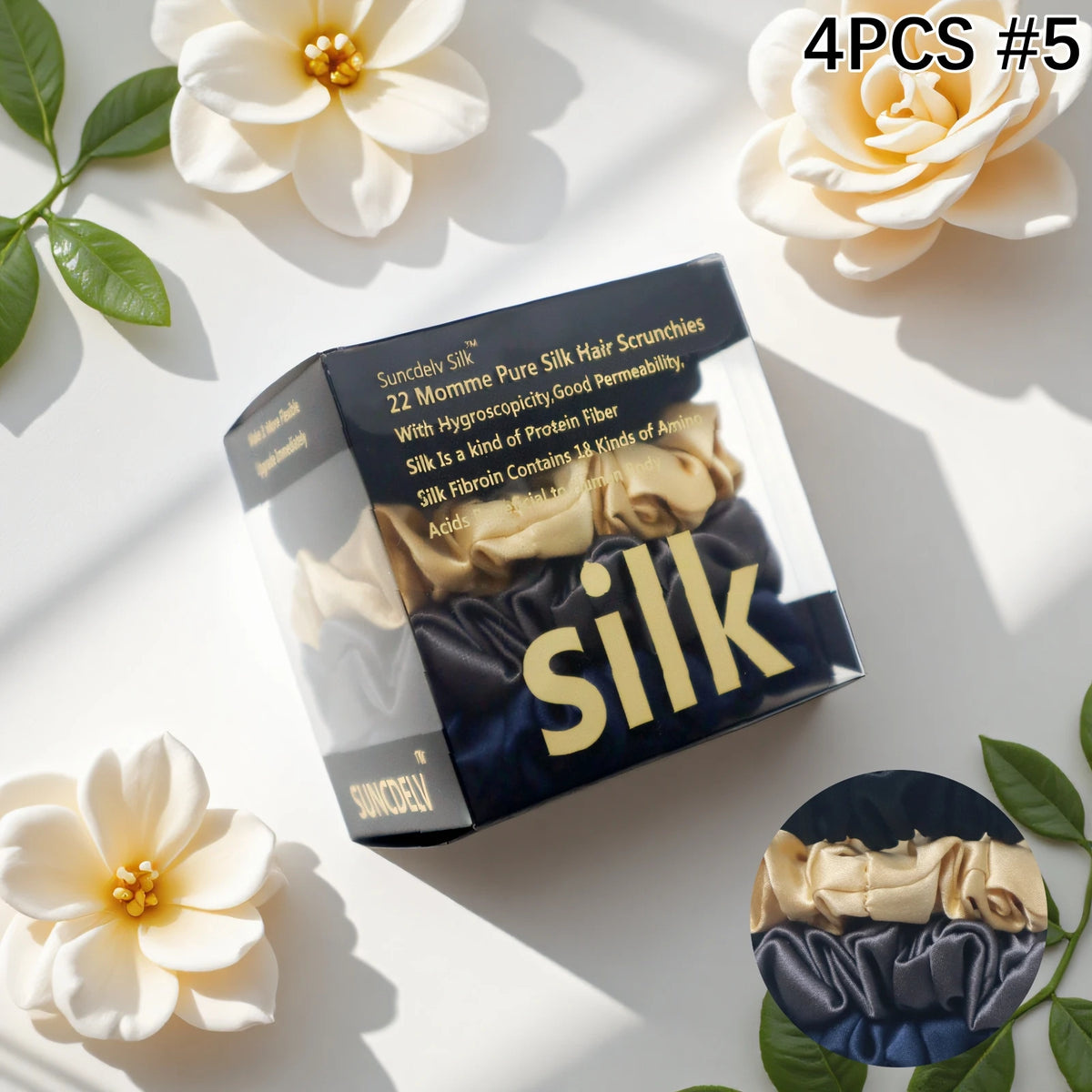 Mulberry Silk Hair Scrunchies 4Pc