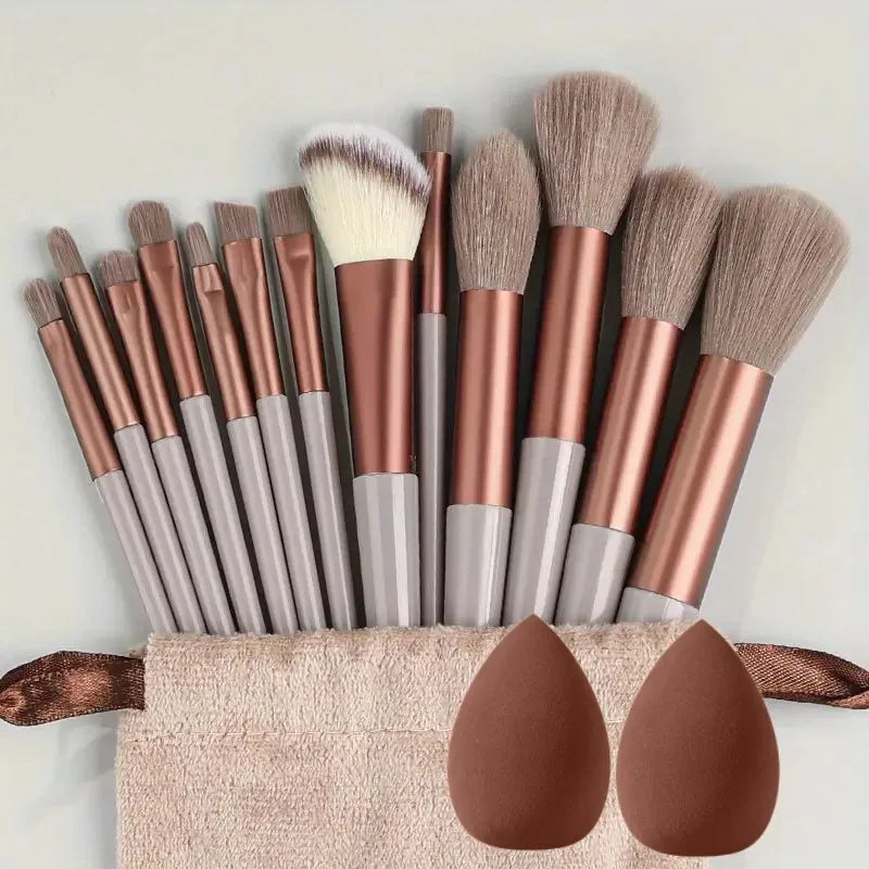13Pc Fluffy Brush Set + Sponge