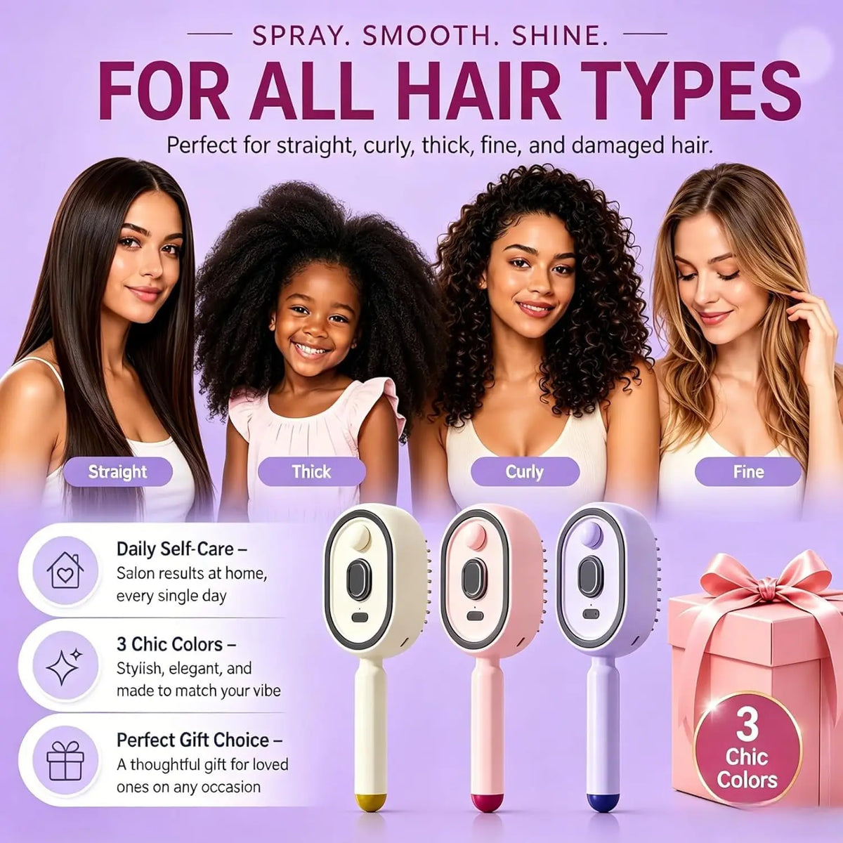 Steam Massage Hair Straightening Brush