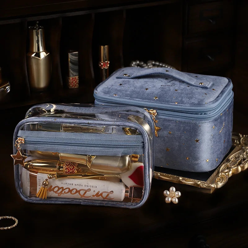 Velvet Star Pattern Cosmetic Bag
