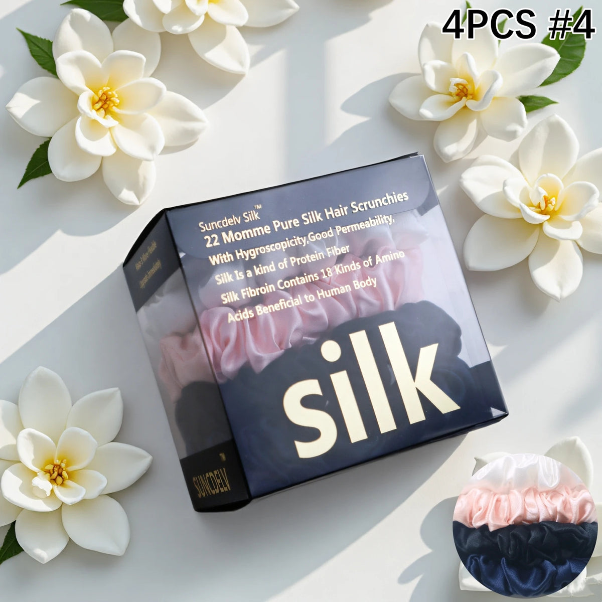 Mulberry Silk Hair Scrunchies 4Pc