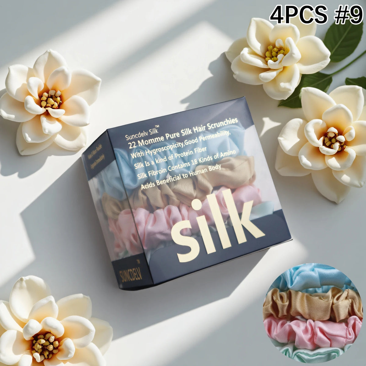 Mulberry Silk Hair Scrunchies 4Pc