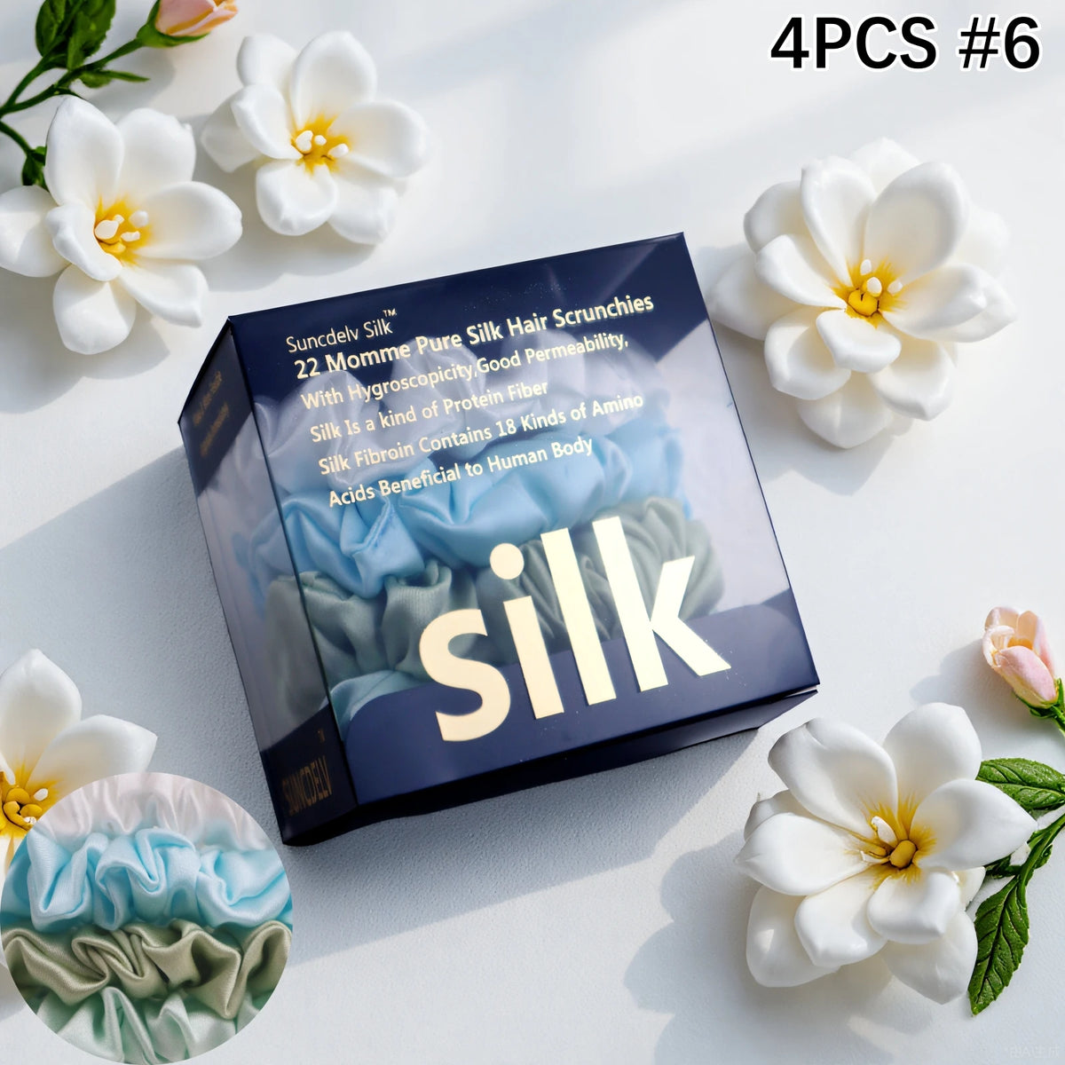 Mulberry Silk Hair Scrunchies 4Pc