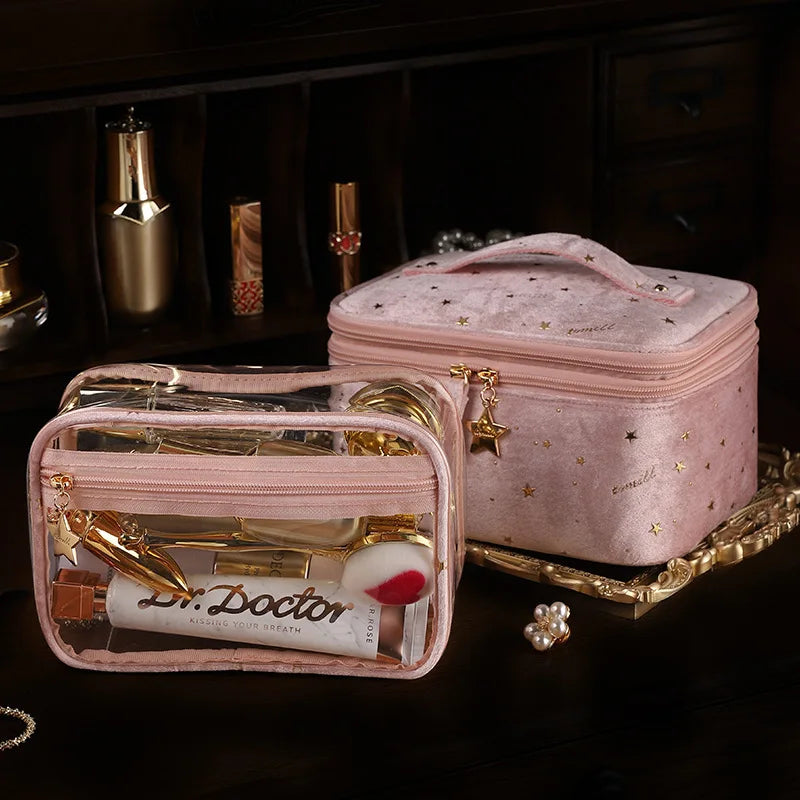 Velvet Star Pattern Cosmetic Bag