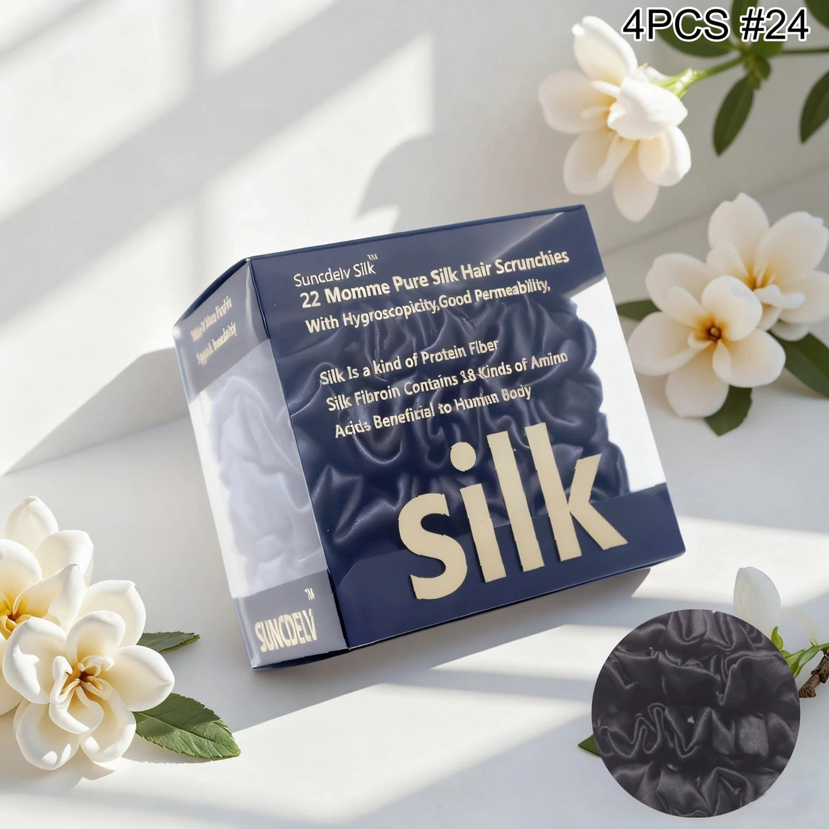 Mulberry Silk Hair Scrunchies 4Pc