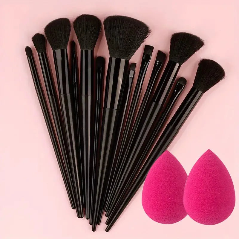 13Pc Fluffy Brush Set + Sponge