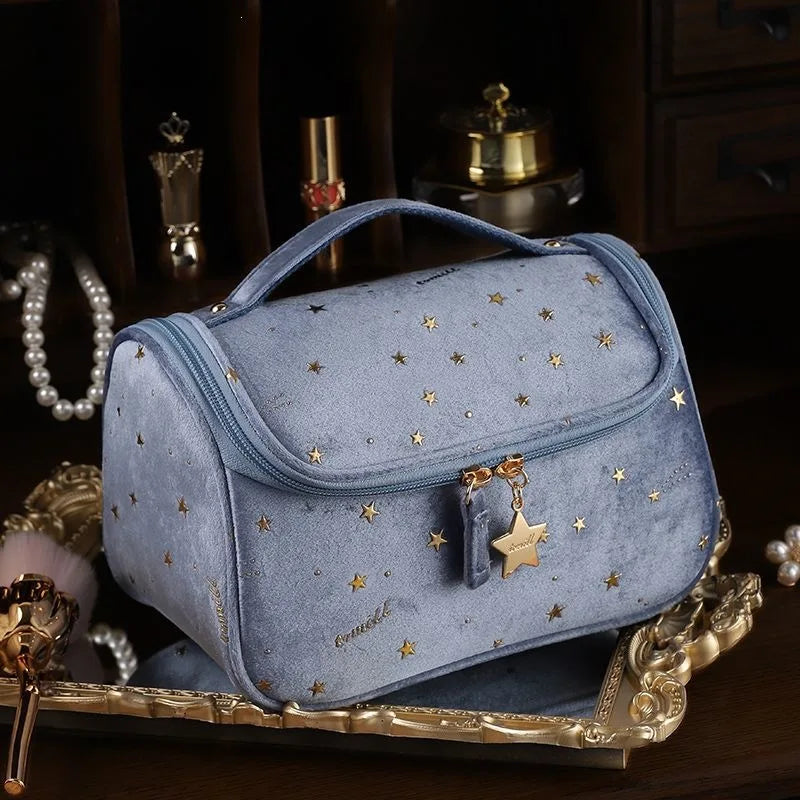 Velvet Star Pattern Cosmetic Bag