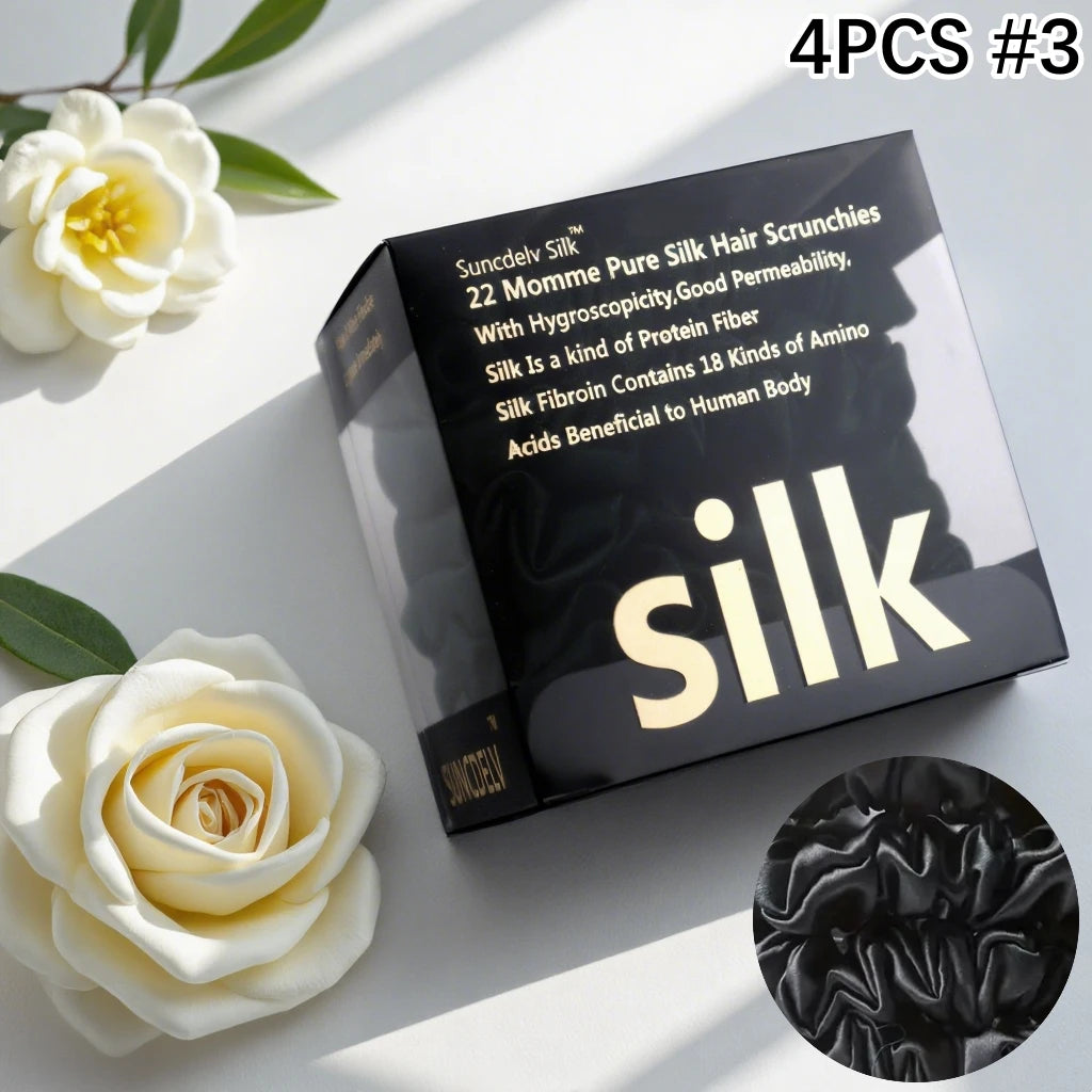 Mulberry Silk Hair Scrunchies 4Pc