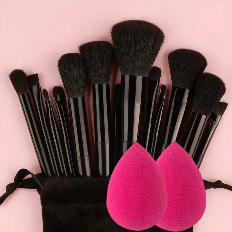 13Pc Fluffy Brush Set + Sponge