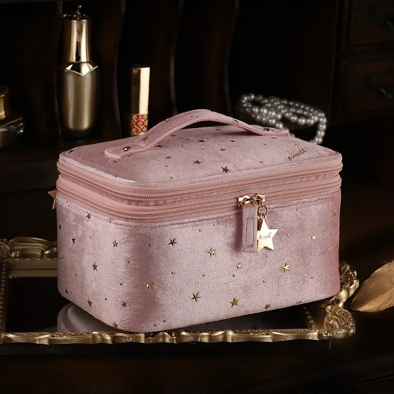 Velvet Star Pattern Cosmetic Bag