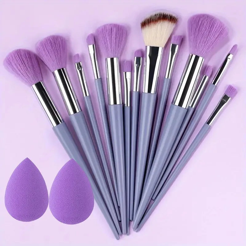 13Pc Fluffy Brush Set + Sponge