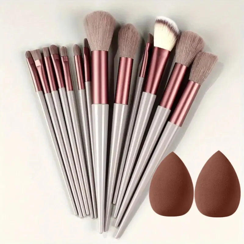 13Pc Fluffy Brush Set + Sponge